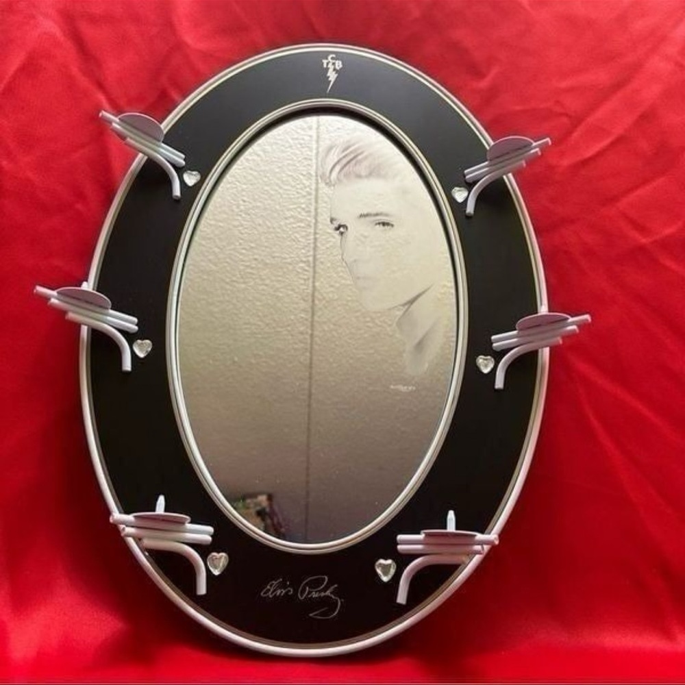 Elvis Presley Black and Silver Oval Wall Mirror